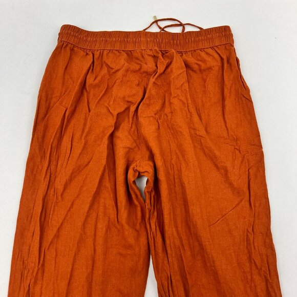 Calvin Klein Womens Linen Blend Pants Drawstring Orange Size Medium Pockets - Picture 6 of 9